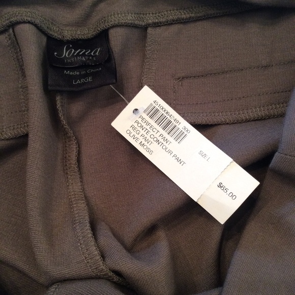 Soma Perfect Ponte Contour Pants, Olive, Size Large, Wide Leg, Stretch, NWT - Picture 5 of 7